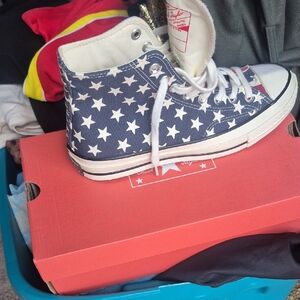Converse Navy and White Star High-Tops